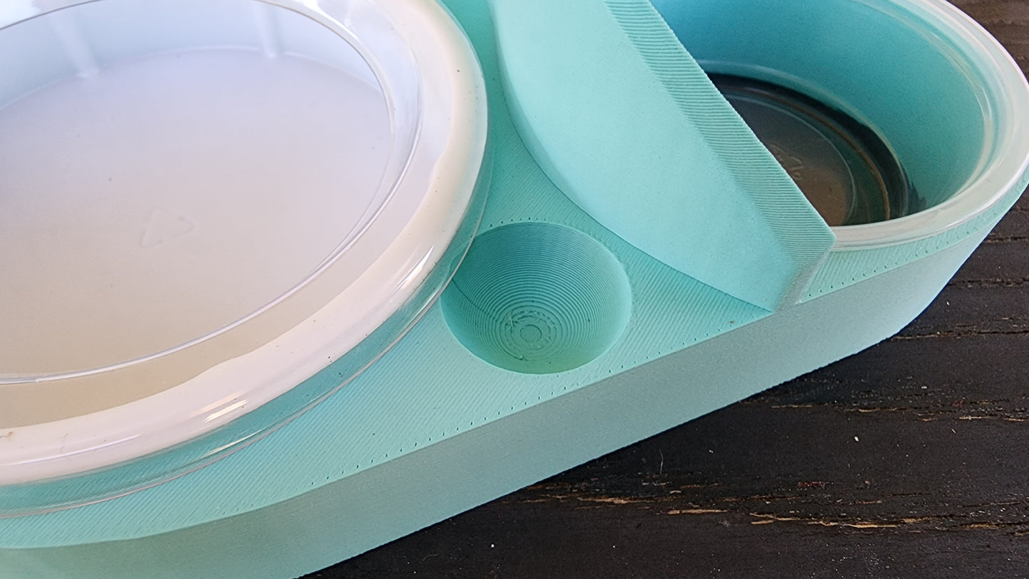 Sky Blue Leopard Gecko humid hide, dry hide, food bowl, calcium, & water dish combo