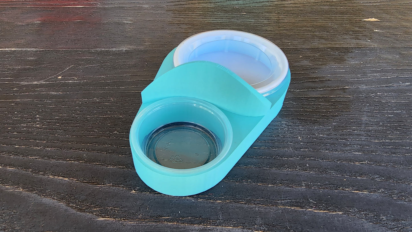 Sky Blue Leopard Gecko humid hide, dry hide, food bowl, calcium, & water dish combo